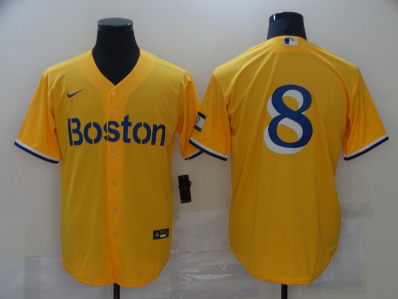Men Boston Red Sox #8 No name Yellow Game 2021 Nike MLB Jerseys->customized nba jersey->Custom Jersey